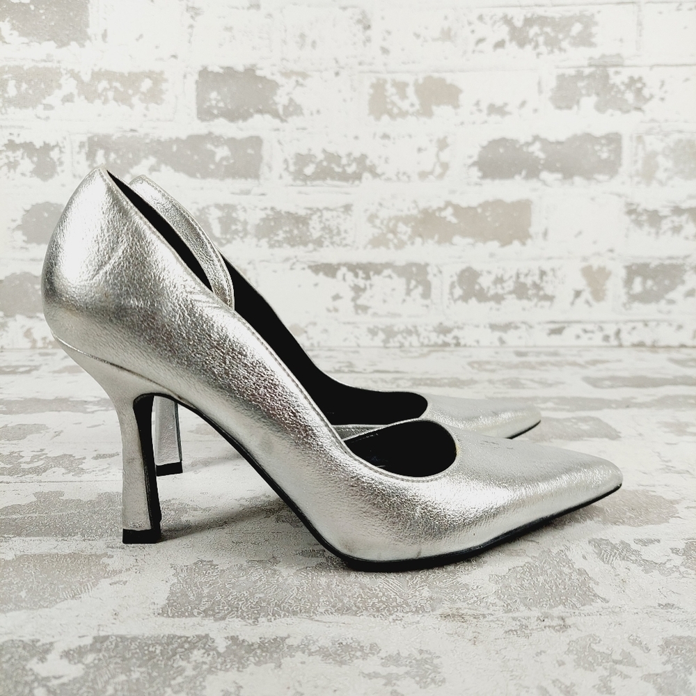 NEW Abound Iris D'orsay Silver Faux Leather Pointy Toe Pumps P208 - Picture 5 of 15